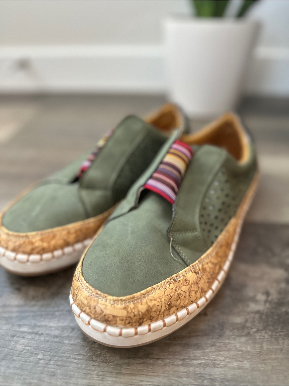 Olive Green Slip-On Women’s Casual Sneakers